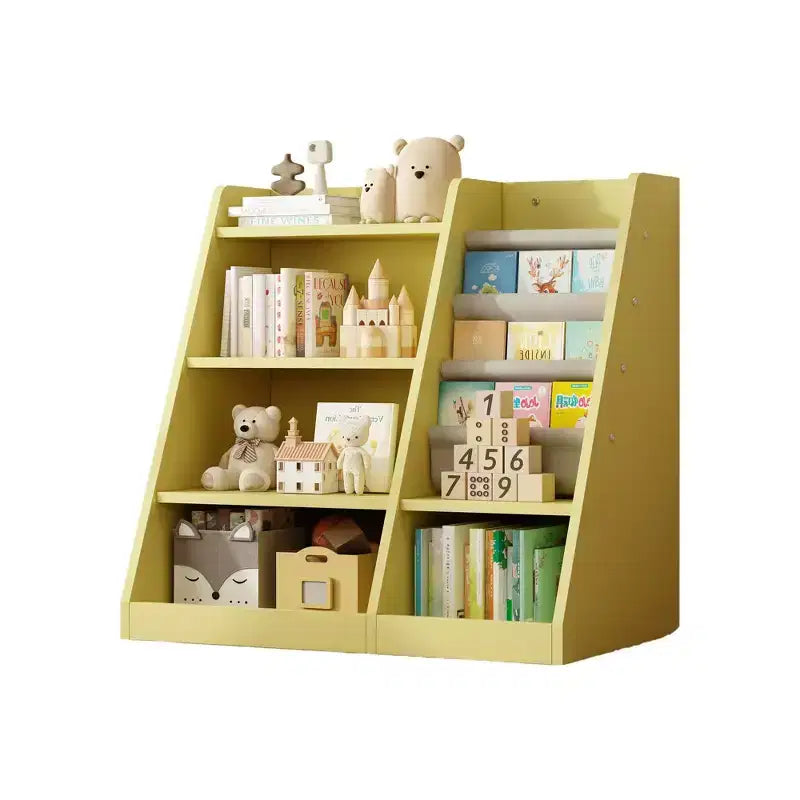 Libreria per bambini da 35", Libreria piccola con 4 ripiani, Scaffale a scala per la cameretta dei bambini, il soggiorno e la sala giochi, Giallo