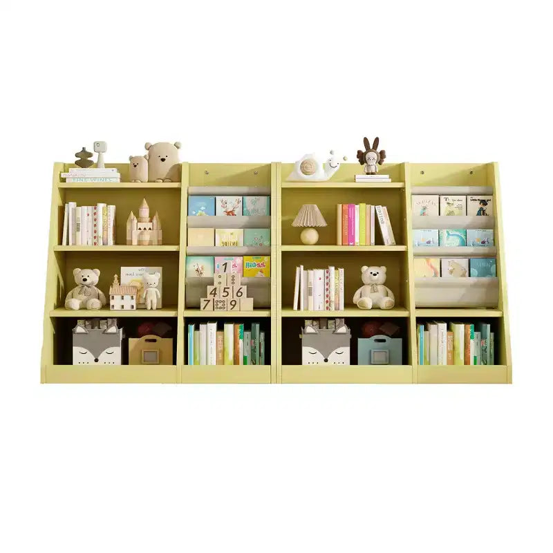 Libreria per bambini da 35", Libreria piccola con 4 ripiani, Scaffale a scala per la cameretta dei bambini, il soggiorno e la sala giochi, Giallo