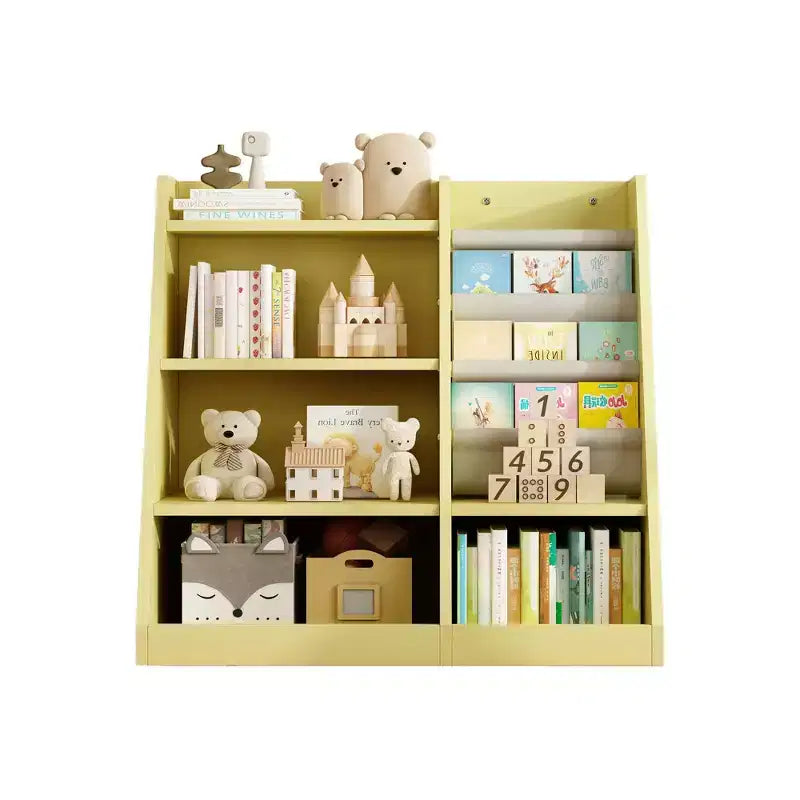 Libreria per bambini da 35", Libreria piccola con 4 ripiani, Scaffale a scala per la cameretta dei bambini, il soggiorno e la sala giochi, Giallo