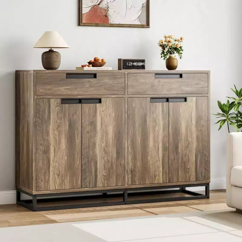 Madia credenza con 2 cassetti e 4 ante, tavolino da bar per cucina e sala da pranzo