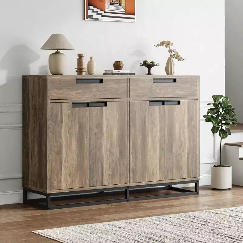 Madia credenza con 2 cassetti e 4 ante, tavolino da bar per cucina e sala da pranzo