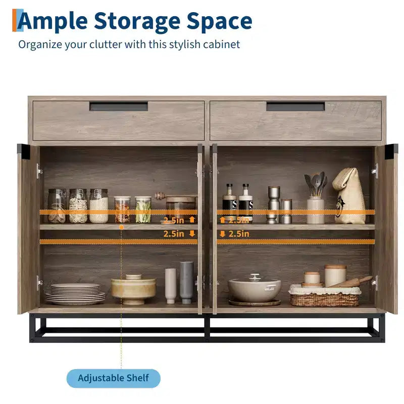 Madia credenza con 2 cassetti e 4 ante, tavolino da bar per cucina e sala da pranzo