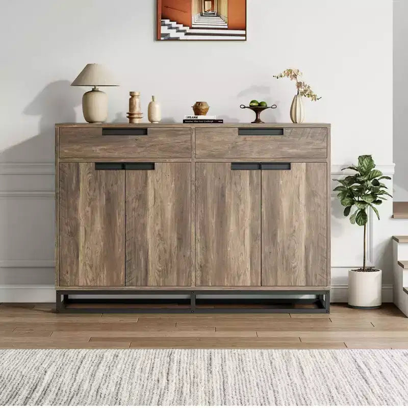 Madia credenza con 2 cassetti e 4 ante, tavolino da bar per cucina e sala da pranzo