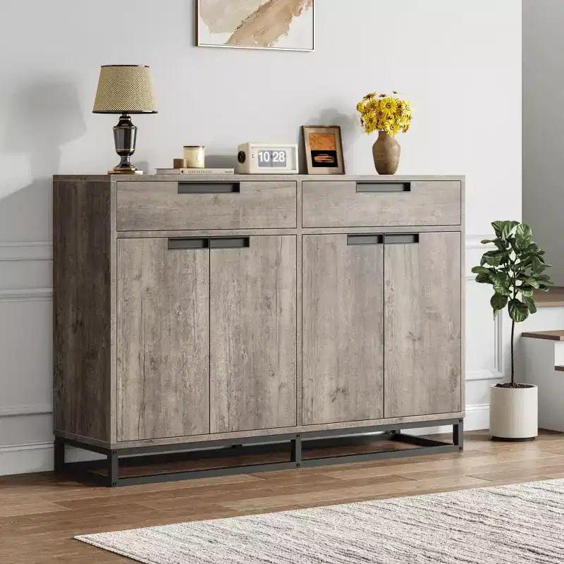 Madia credenza con 2 cassetti e 4 ante, tavolino da bar per cucina e sala da pranzo