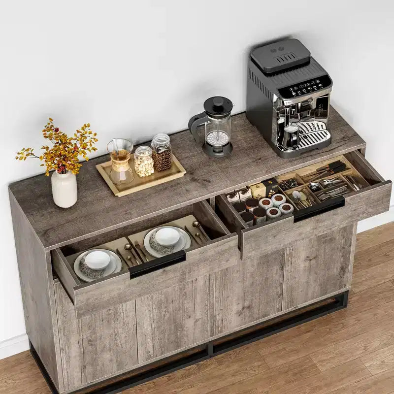 Madia credenza con 2 cassetti e 4 ante, tavolino da bar per cucina e sala da pranzo