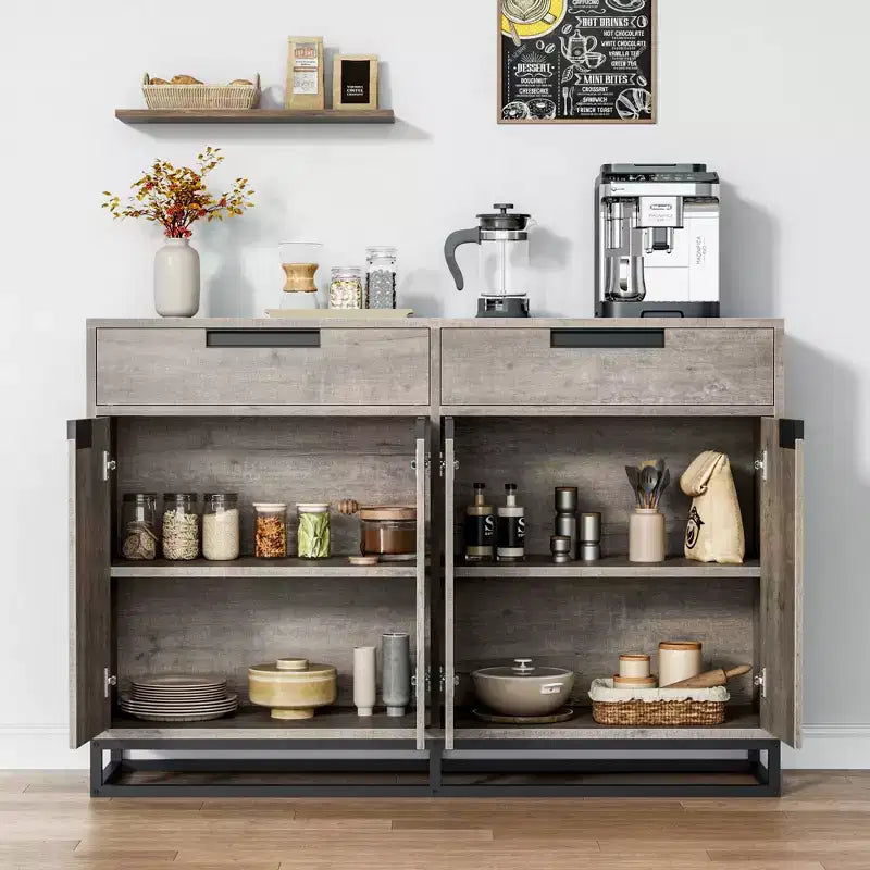 Madia credenza con 2 cassetti e 4 ante, tavolino da bar per cucina e sala da pranzo