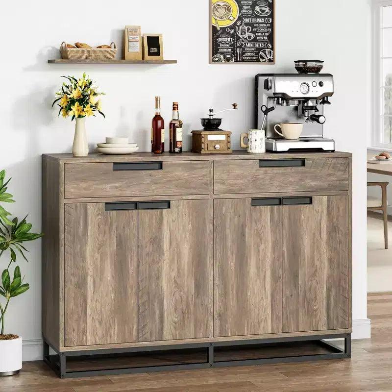 Madia credenza con 2 cassetti e 4 ante, tavolino da bar per cucina e sala da pranzo