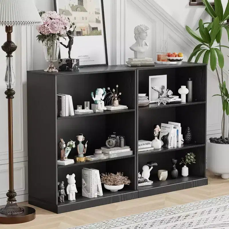 41x31x16 Mobiletto portaoggetti in legno senza ante per cucina, camera da letto, ingresso e soggiorno, nero