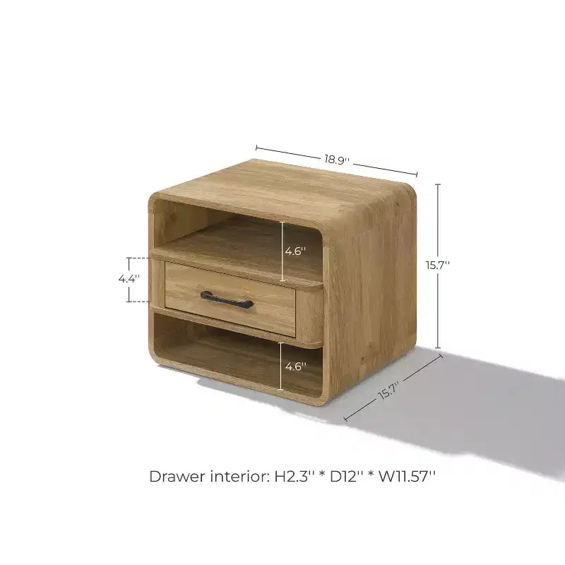 Comodino piccolo con cassetto, comodino in rovere chiaro da 40 cm per camera da letto e soggiorno, marrone
