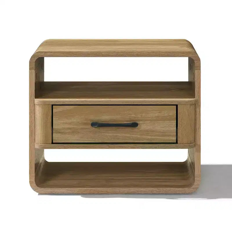 Comodino piccolo con cassetto, comodino in rovere chiaro da 40 cm per camera da letto e soggiorno, marrone