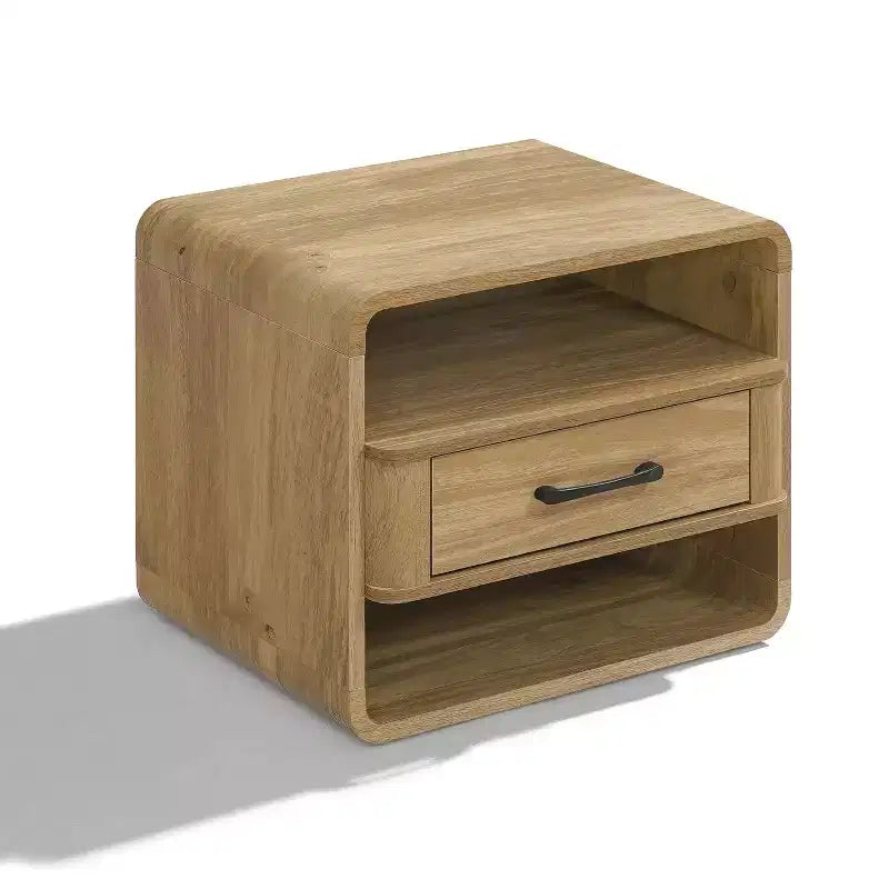 Comodino piccolo con cassetto, comodino in rovere chiaro da 40 cm per camera da letto e soggiorno, marrone