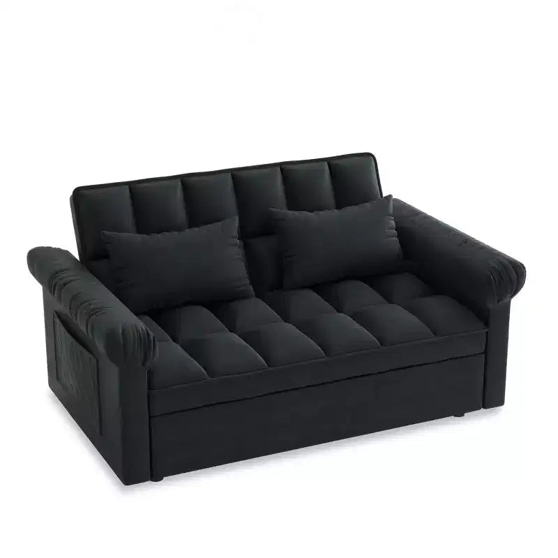 Divano Letto Loveseat in Flanella con Letto Estraibile e Schienale Regolabile