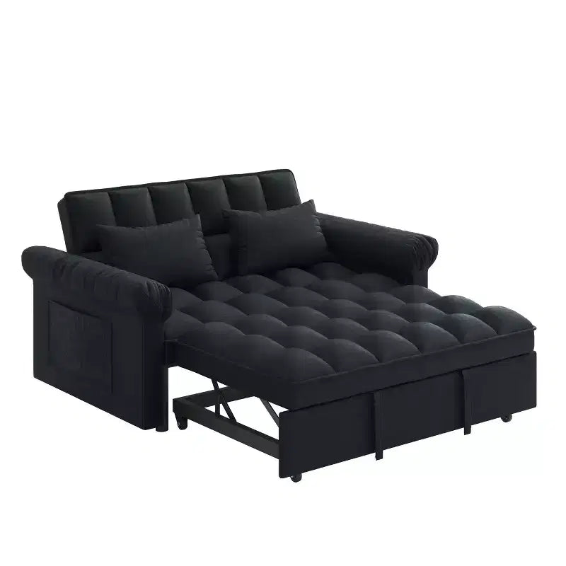 Divano Letto Loveseat in Flanella con Letto Estraibile e Schienale Regolabile
