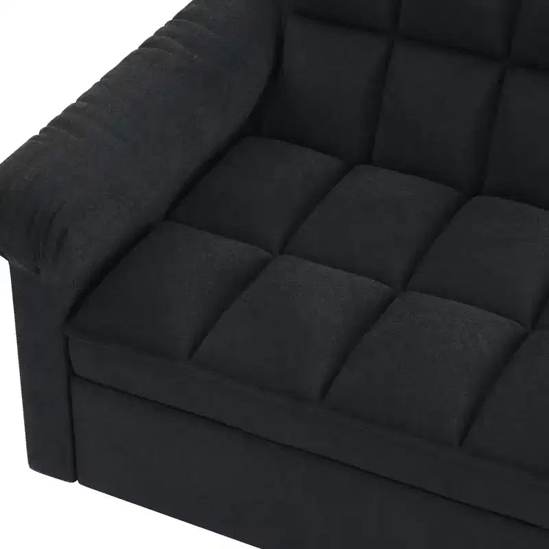 Divano Letto Loveseat in Flanella con Letto Estraibile e Schienale Regolabile