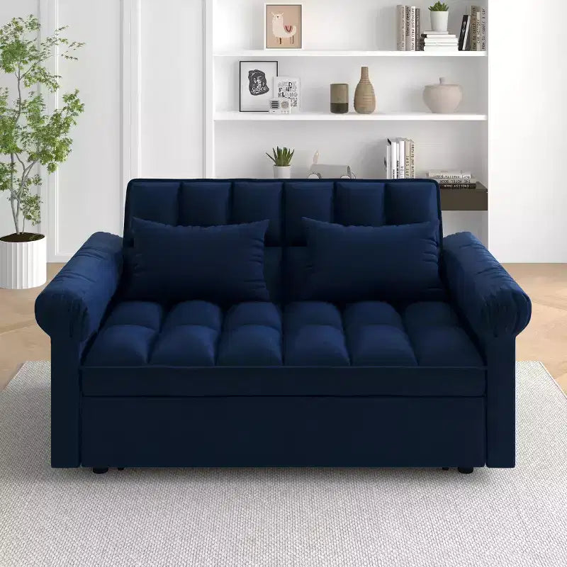 Divano Letto Loveseat in Flanella con Letto Estraibile e Schienale Regolabile