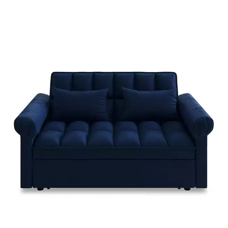 Divano Letto Loveseat in Flanella con Letto Estraibile e Schienale Regolabile