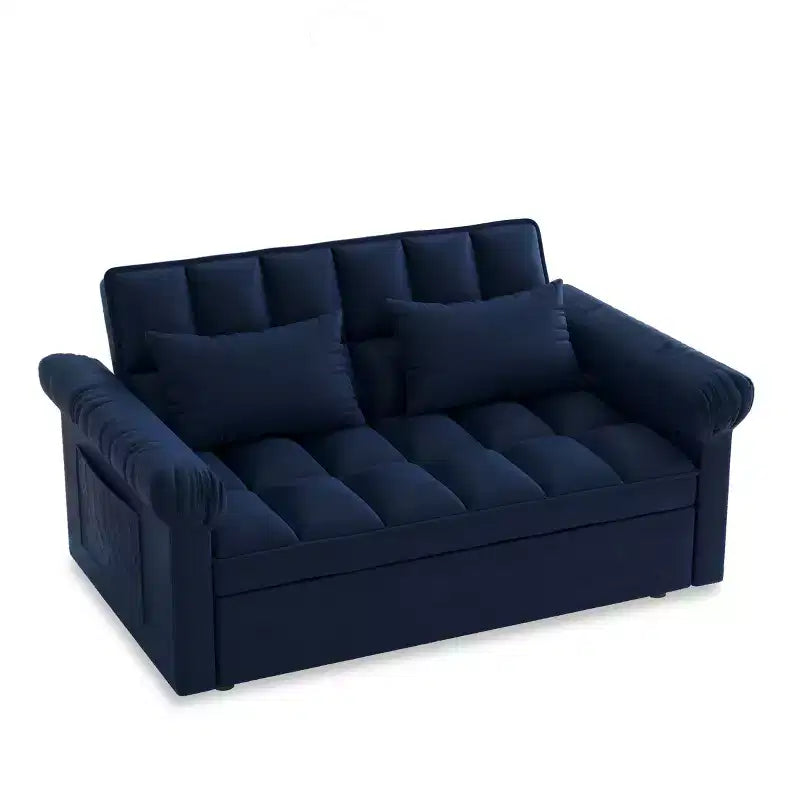 Divano Letto Loveseat in Flanella con Letto Estraibile e Schienale Regolabile