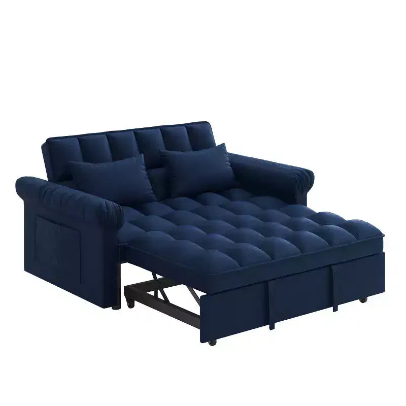 Divano Letto Loveseat in Flanella con Letto Estraibile e Schienale Regolabile