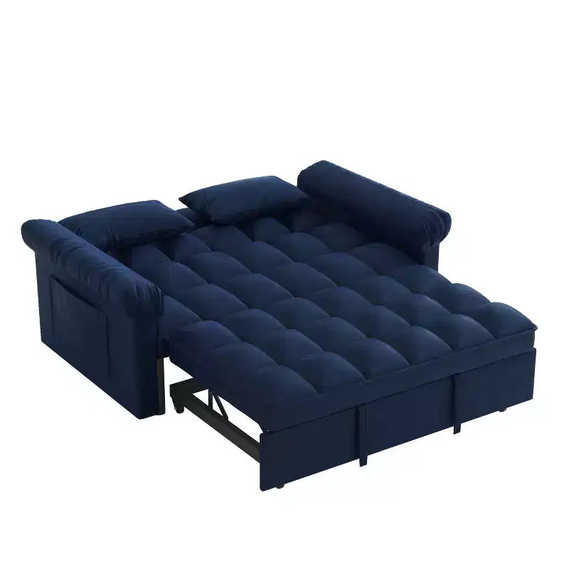 Divano Letto Loveseat in Flanella con Letto Estraibile e Schienale Regolabile