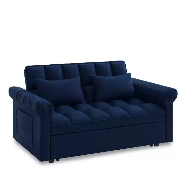 Divano Letto Loveseat in Flanella con Letto Estraibile e Schienale Regolabile