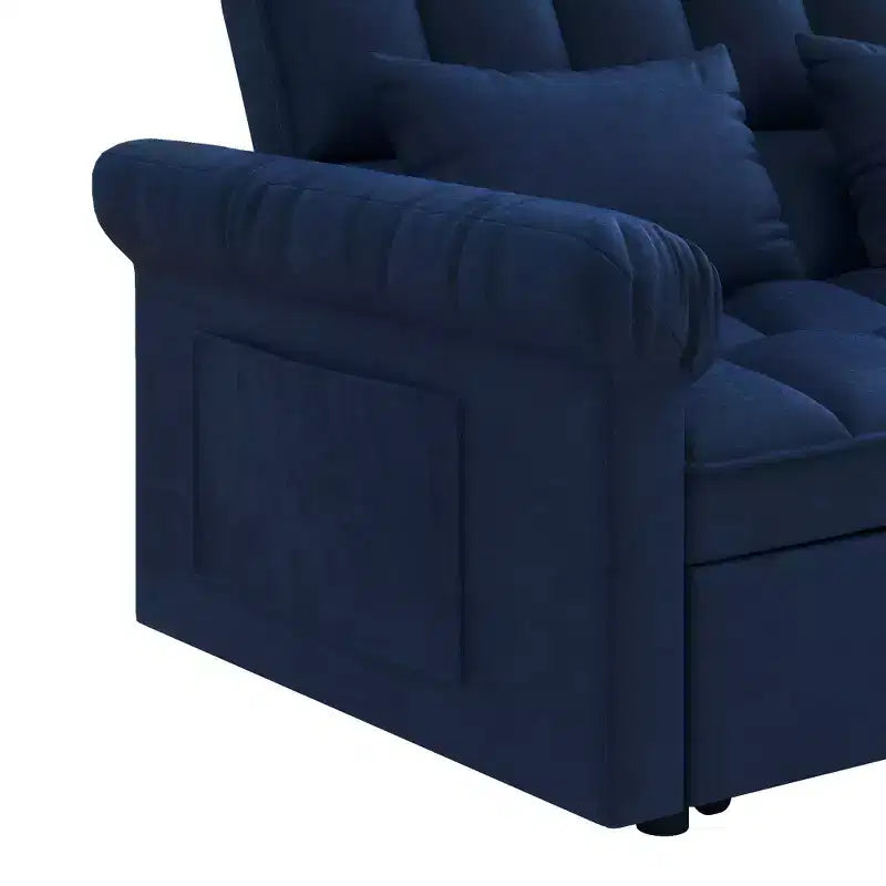 Divano Letto Loveseat in Flanella con Letto Estraibile e Schienale Regolabile