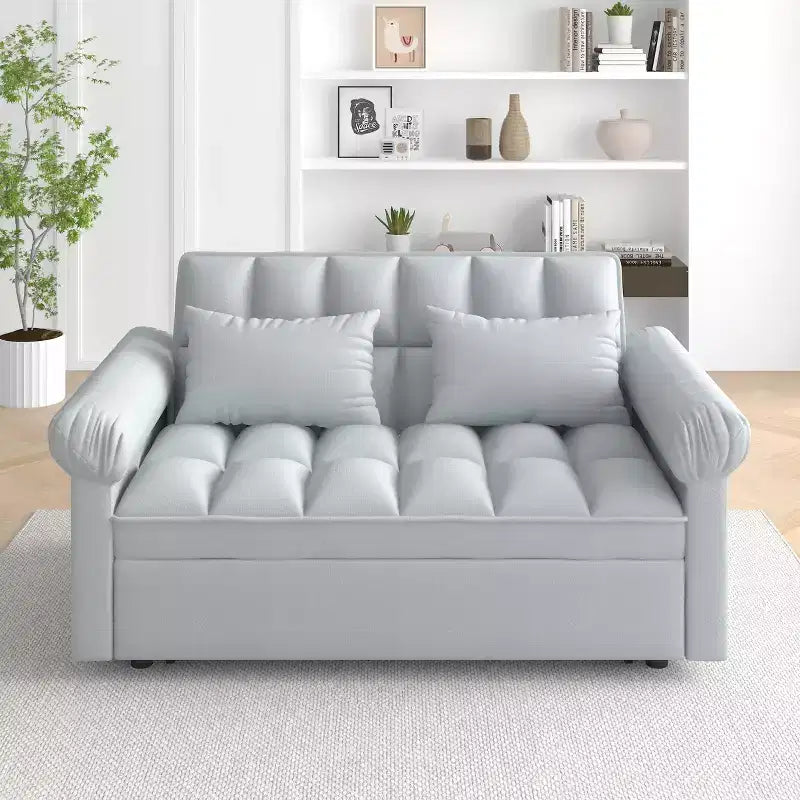 Divano Letto Loveseat in Flanella con Letto Estraibile e Schienale Regolabile