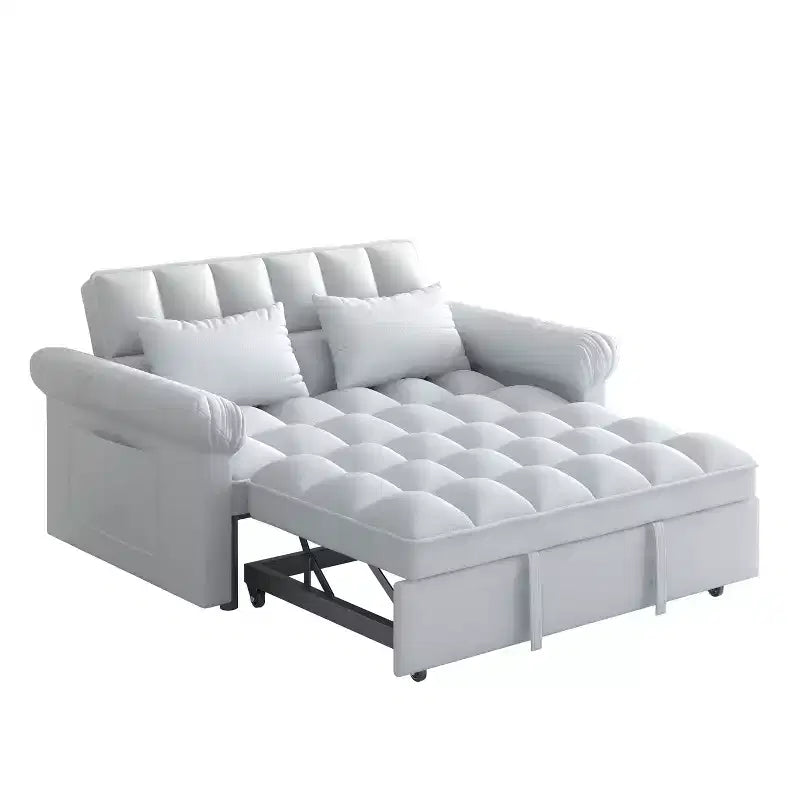 Divano Letto Loveseat in Flanella con Letto Estraibile e Schienale Regolabile