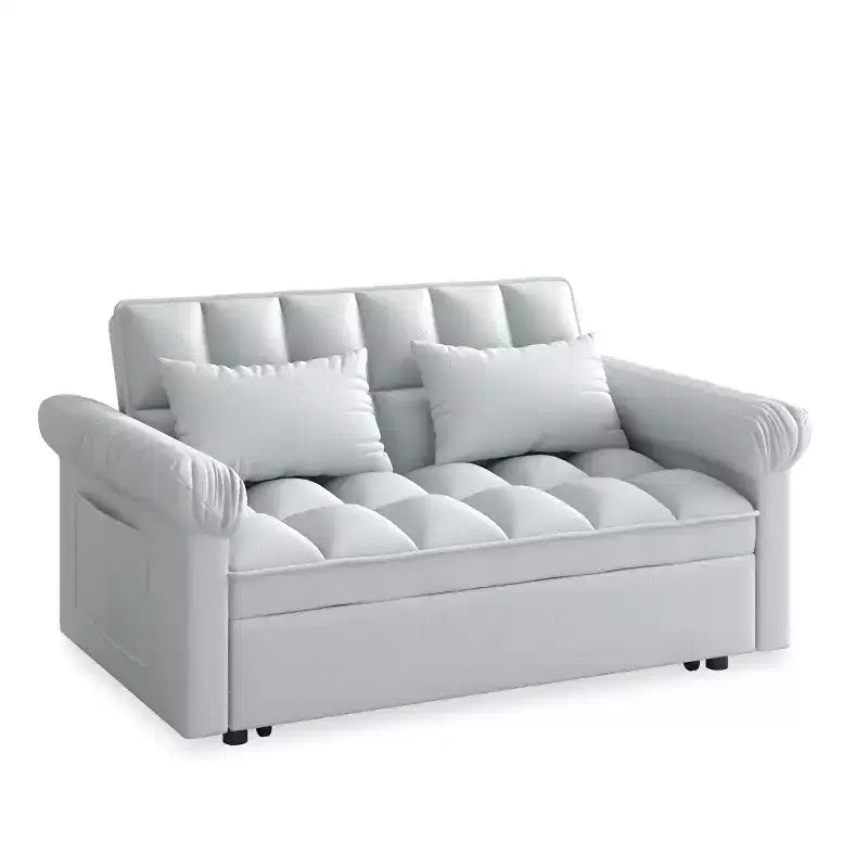Divano Letto Loveseat in Flanella con Letto Estraibile e Schienale Regolabile