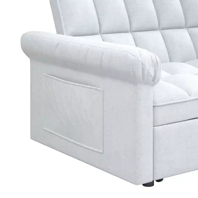 Divano Letto Loveseat in Flanella con Letto Estraibile e Schienale Regolabile