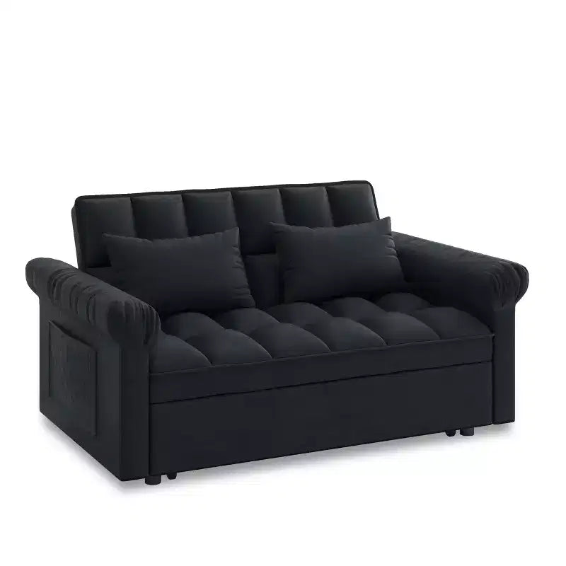 Divano Letto Loveseat in Flanella con Letto Estraibile e Schienale Regolabile