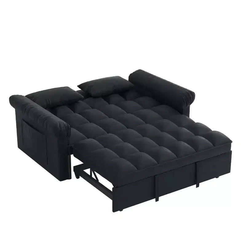 Divano Letto Loveseat in Flanella con Letto Estraibile e Schienale Regolabile