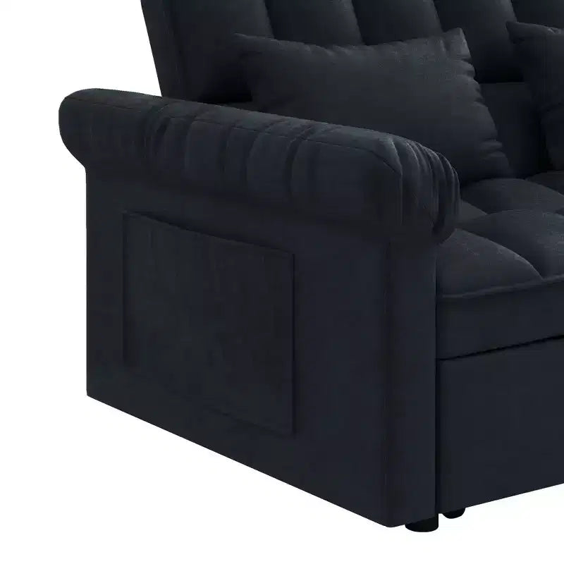 Divano Letto Loveseat in Flanella con Letto Estraibile e Schienale Regolabile