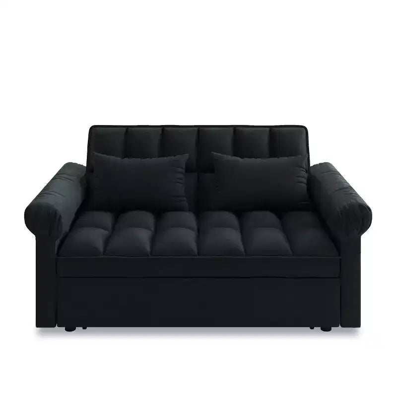 Divano Letto Loveseat in Flanella con Letto Estraibile e Schienale Regolabile
