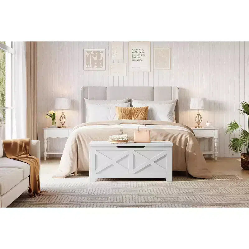 Sgabello Contenitore Decorativo 100cm, Elegante Poggiapiedi con Gambe dalla Forma Unica e Vano Portaoggetti