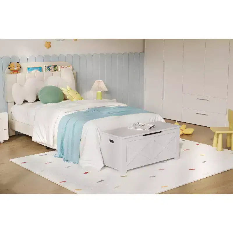 Sgabello Contenitore Decorativo 100cm, Elegante Poggiapiedi con Gambe dalla Forma Unica e Vano Portaoggetti