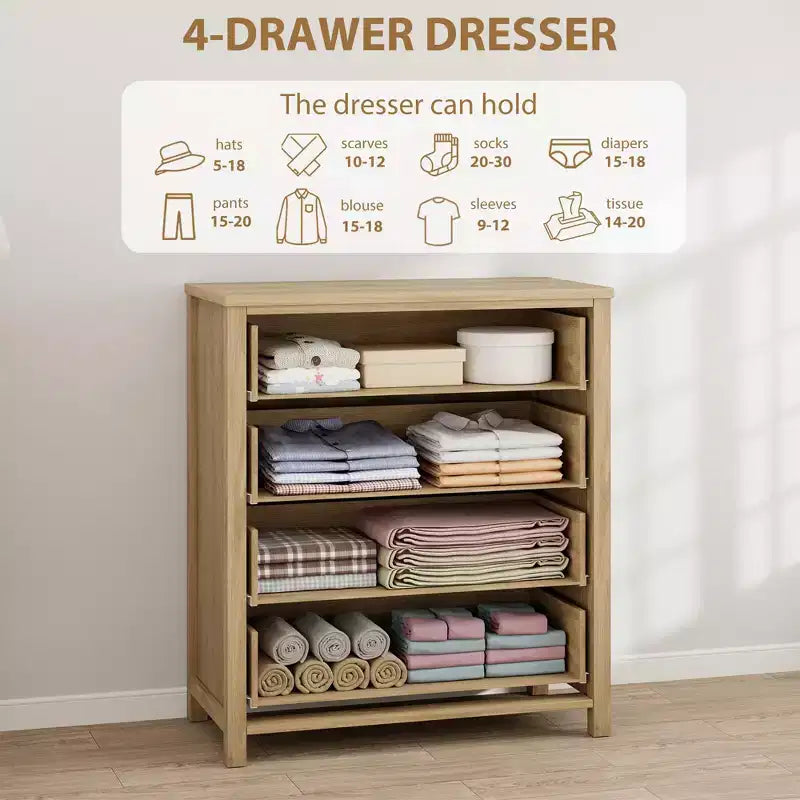 Comò a 4 cassetti per camera da letto, cassettiera in rattan con maniglie in metallo, comodino stretto alto 37, mobile contenitore in legno per vestiti per soggiorno