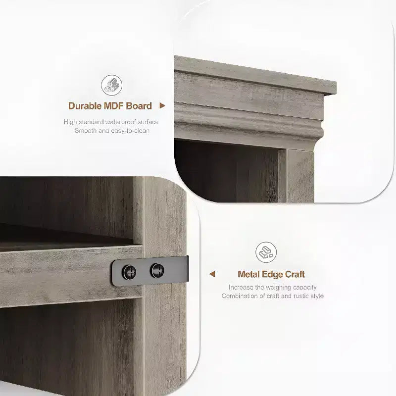 Libreria a 5 ripiani alta 174,5 cm con armadietto contenitore, scaffale rustico in legno stile rustico, espositore indipendente per soggiorno, camera da letto