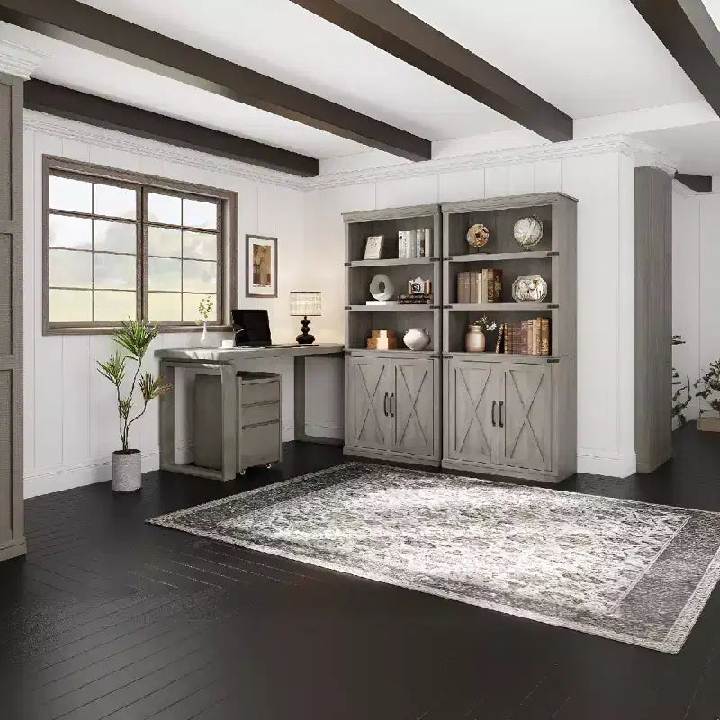 Libreria a 5 ripiani alta 174,5 cm con armadietto contenitore, scaffale rustico in legno stile rustico, espositore indipendente per soggiorno, camera da letto