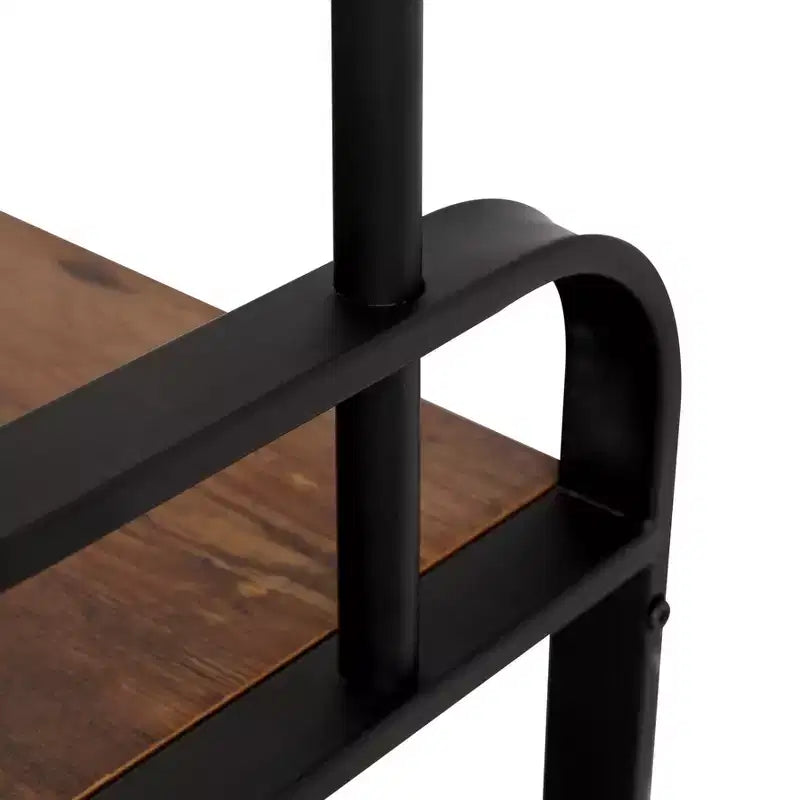 Appendiabiti industriale da 72,8" con panca portascarpe e 9 ganci rimovibili, appendiabiti da ingresso con asta appendiabiti per soggiorno e corridoio, marrone