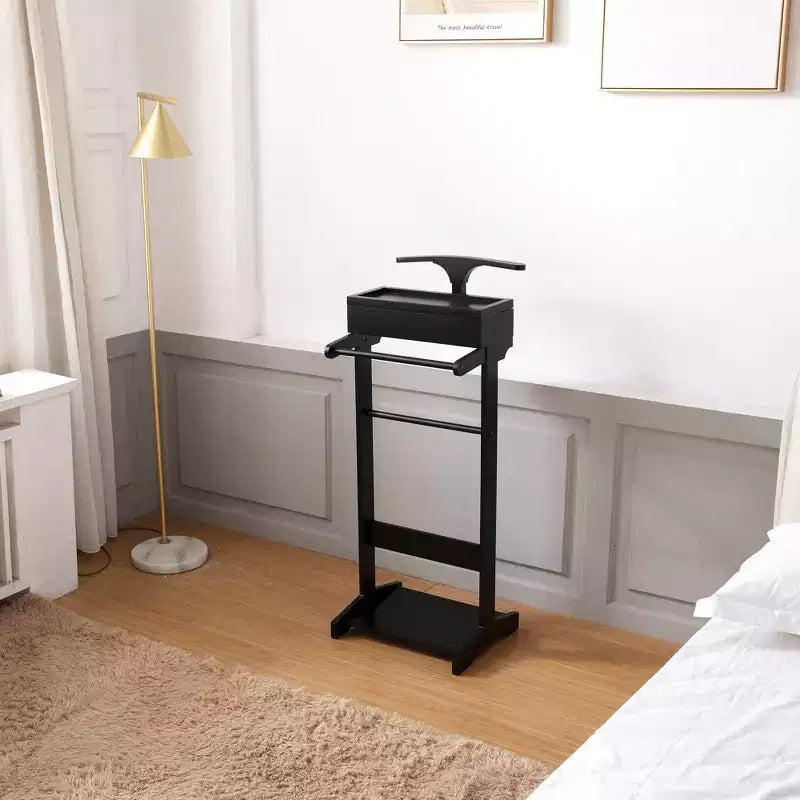 Appendiabiti con gruccia per abiti, attaccapanni da ingresso con 2 barre tonde e scarpiera per ingresso e spazi stretti, nero
