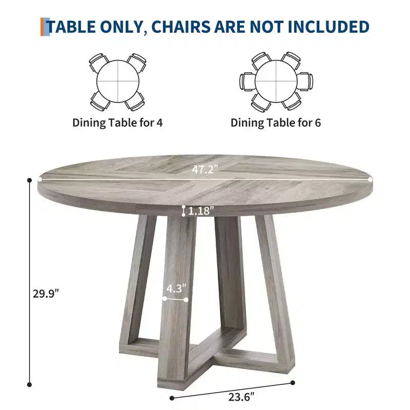 Tavolo da pranzo rotondo per 4-6 persone, tavolo da pranzo circolare da 120 cm con robusta base a croce