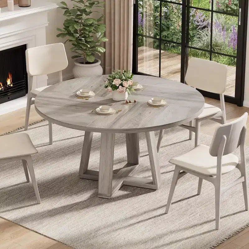 Tavolo da pranzo rotondo per 4-6 persone, tavolo da pranzo circolare da 120 cm con robusta base a croce