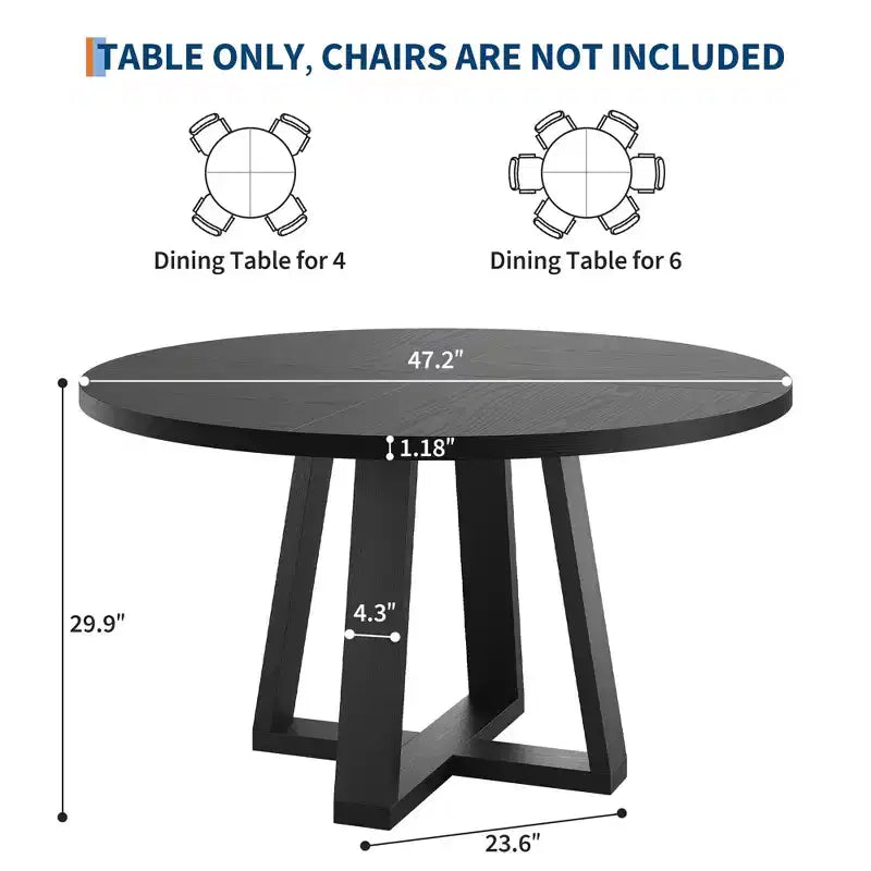 Tavolo da pranzo rotondo per 4-6 persone, tavolo da pranzo circolare da 120 cm con robusta base a croce