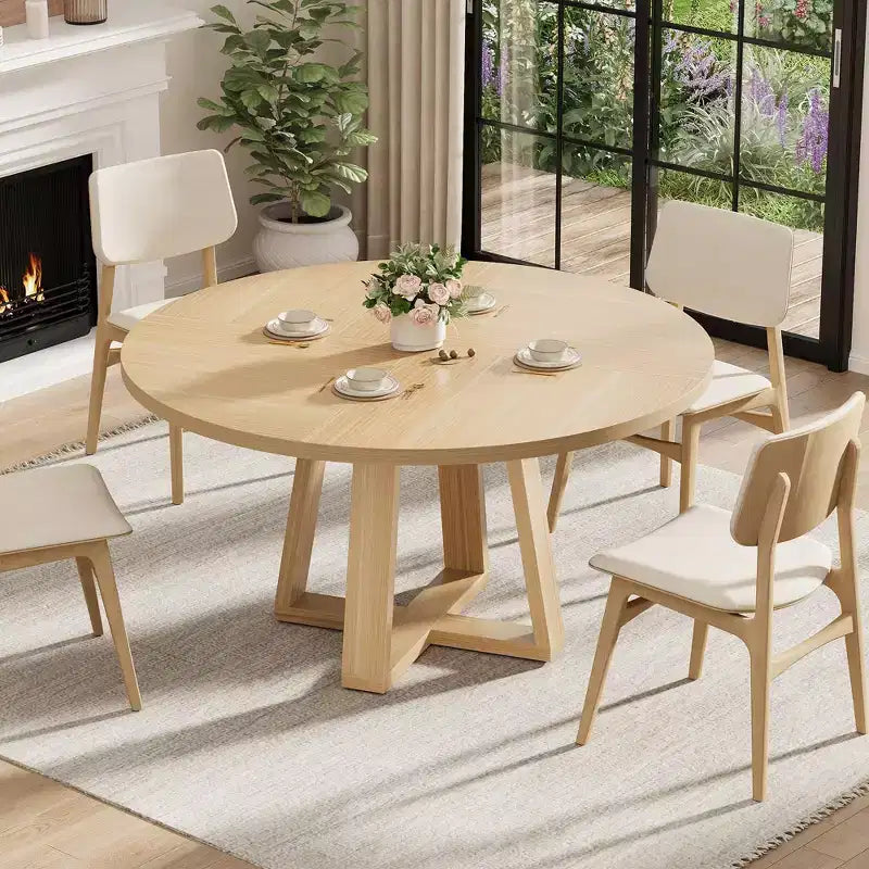 Tavolo da pranzo rotondo per 4-6 persone, tavolo da pranzo circolare da 120 cm con robusta base a croce