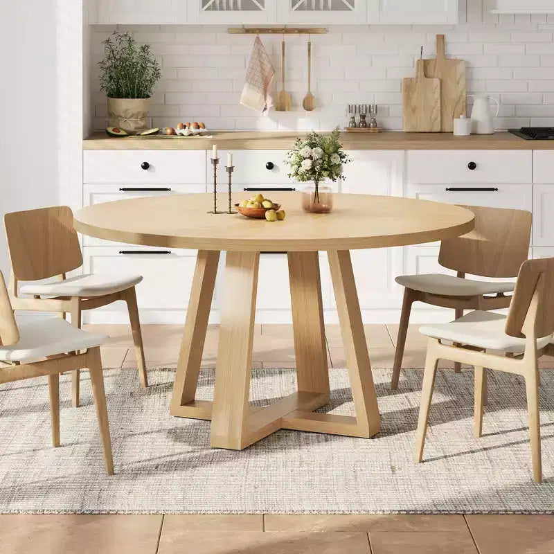 Tavolo da pranzo rotondo per 4-6 persone, tavolo da pranzo circolare da 120 cm con robusta base a croce