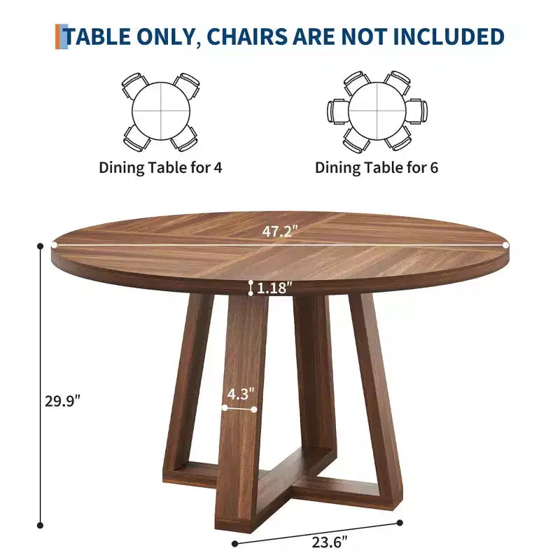 Tavolo da pranzo rotondo per 4-6 persone, tavolo da pranzo circolare da 120 cm con robusta base a croce