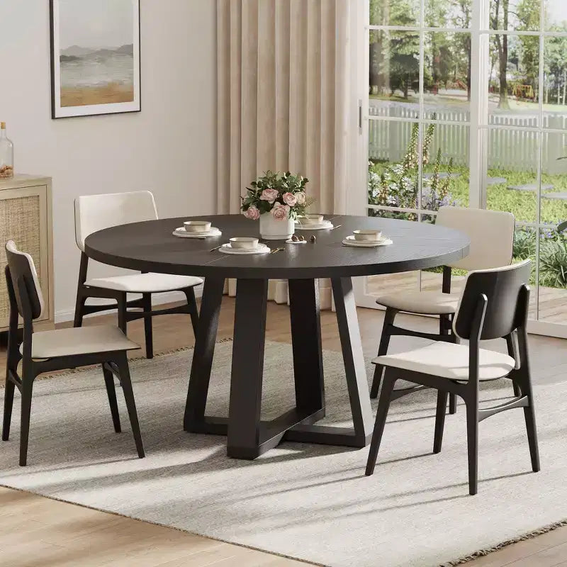 Tavolo da pranzo rotondo per 4-6 persone, tavolo da pranzo circolare da 120 cm con robusta base a croce