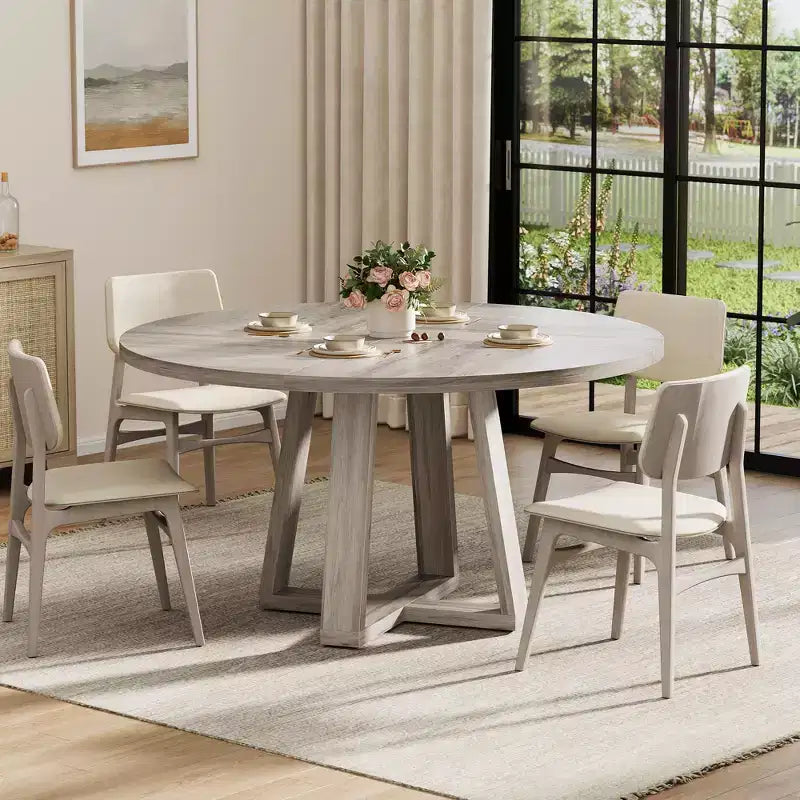 Tavolo da pranzo rotondo per 4-6 persone, tavolo da pranzo circolare da 120 cm con robusta base a croce