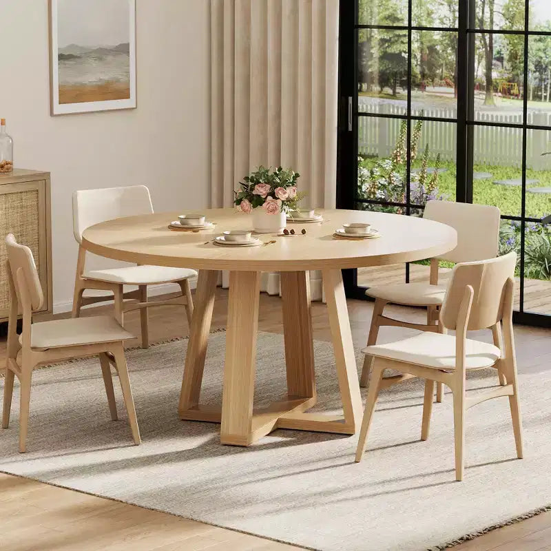 Tavolo da pranzo rotondo per 4-6 persone, tavolo da pranzo circolare da 120 cm con robusta base a croce