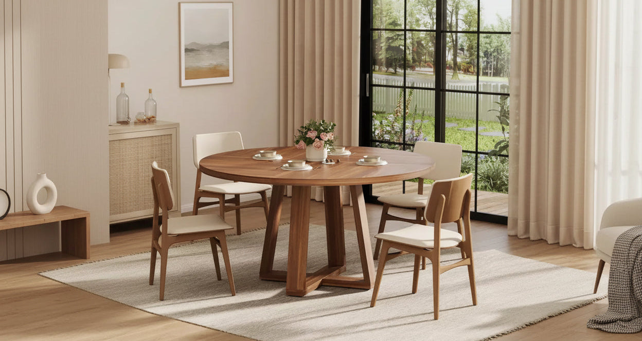 Tavolo da pranzo rotondo per 4-6 persone, tavolo da pranzo circolare da 120 cm con robusta base a croce